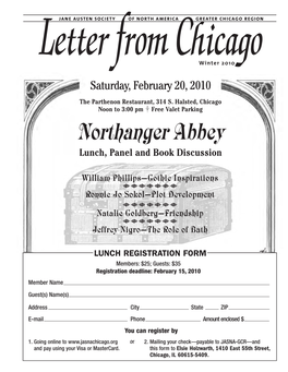 Northanger Abbey Lunch, Panel and Book Discussion