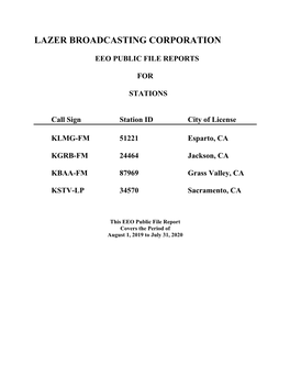 Lazer Broadcasting Corporation Eeo Public File