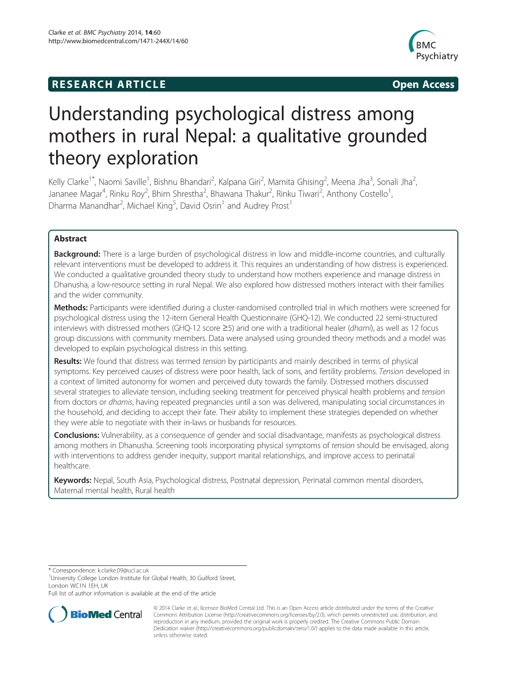 Understanding Psychological Distress Among Mothers in Rural Nepal: A