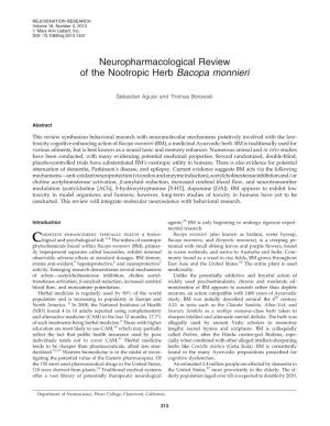 Neuropharmacological Review of the Nootropic Herb Bacopa Monnieri