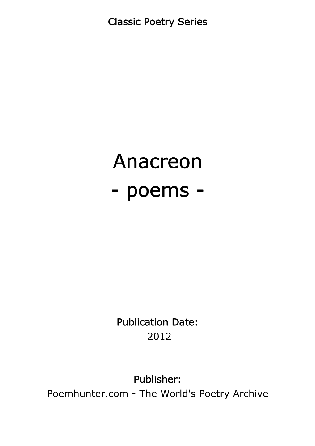 Anacreon - Poems