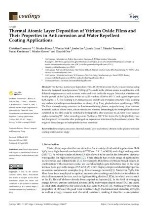Thermal Atomic Layer Deposition of Yttrium Oxide Films and Their Properties in Anticorrosion and Water Repellent Coating Applications