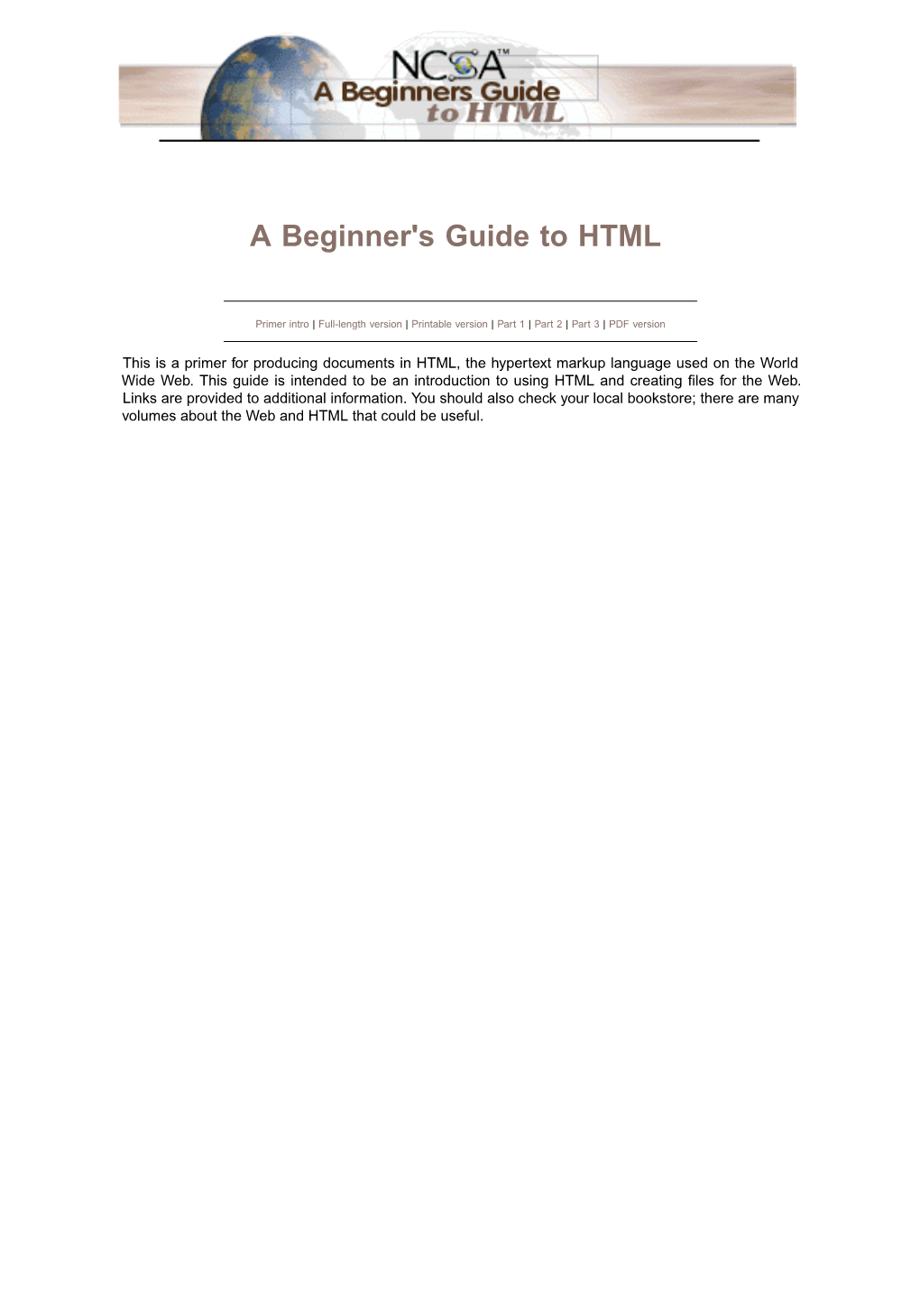 NCSA--A Beginner's Guide to HTML