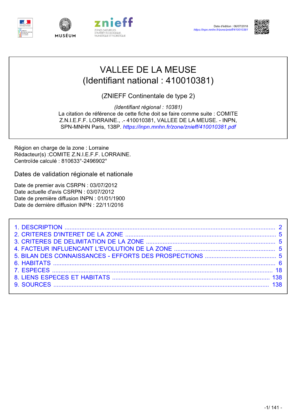 VALLEE DE LA MEUSE (Identifiant National : 410010381)