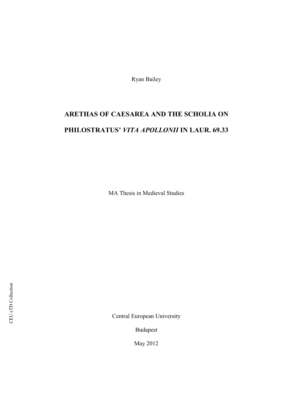 Arethas of Caesarea and the Scholia On