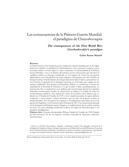 Las Consecuencias De La Primera Guerra Mundial: El Paradigma De Checoslovaquia