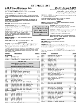 Price List 7/03