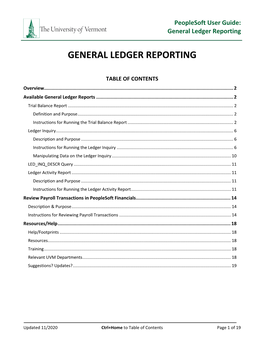General Ledger Reporting