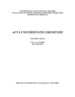 Acta Universitatis Cibiniensis