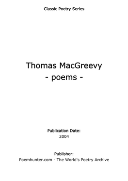 Thomas Macgreevy - Poems