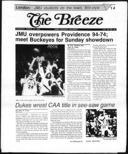 JMU Overpowers Providence 94-74; Meet Buckeyes for Sunday Showdown Dukes Wrest CAA Title in See-Saw Game