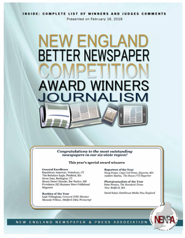 New England Better Newspaper Competition Award Winners