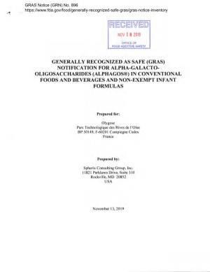 GRAS Notice 896, Alpha-Galacto-Oligosaccharides
