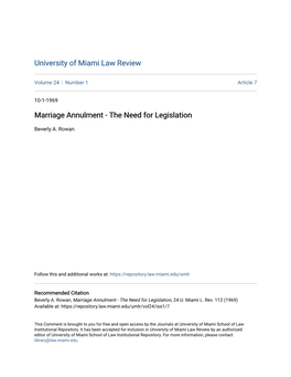 Marriage Annulment - the Need for Legislation