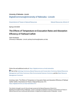 The Effects of Temperature on Evacuation Rates and Absorption Efficiency of Flathead Catfish