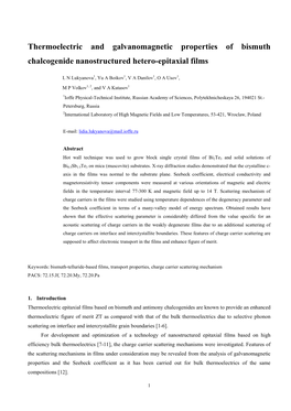 Thermoelectric and Galvanomagnetic Properties of Bismuth Chalcogenide Nanostructured Hetero-Epitaxial Films