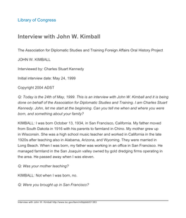 Interview with John W. Kimball