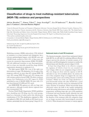MDR-TB): Evidence and Perspectives