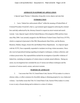 Case 1:19-Mj-01452-DLC Document 4-1 Filed 12/12/19 Page 1 of 23