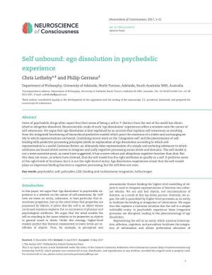 Self Unbound: Ego Dissolution in Psychedelic Experience Chris Letheby*,‡ and Philip Gerrans‡