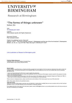 “The Forms of Things Unknown” Sullivan, Erin