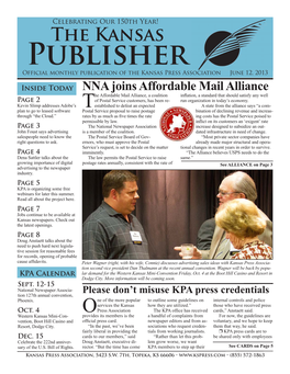 Publisher Official Monthly Publication of the Kansas Press Association June 12, 2013