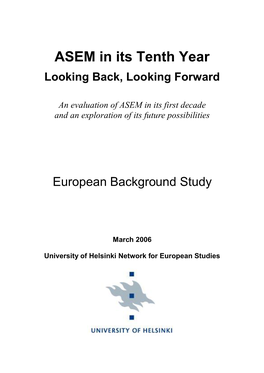 ASEM in Its Tenth Year Looking Back, Looking Forward