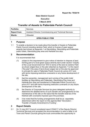 Transfer of Assets to Patterdale Parish Council