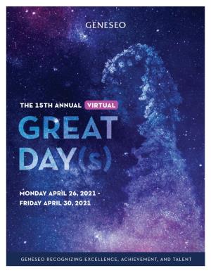 Program Lists the Abstracts for All Submissions for GREAT Day(S) 2021