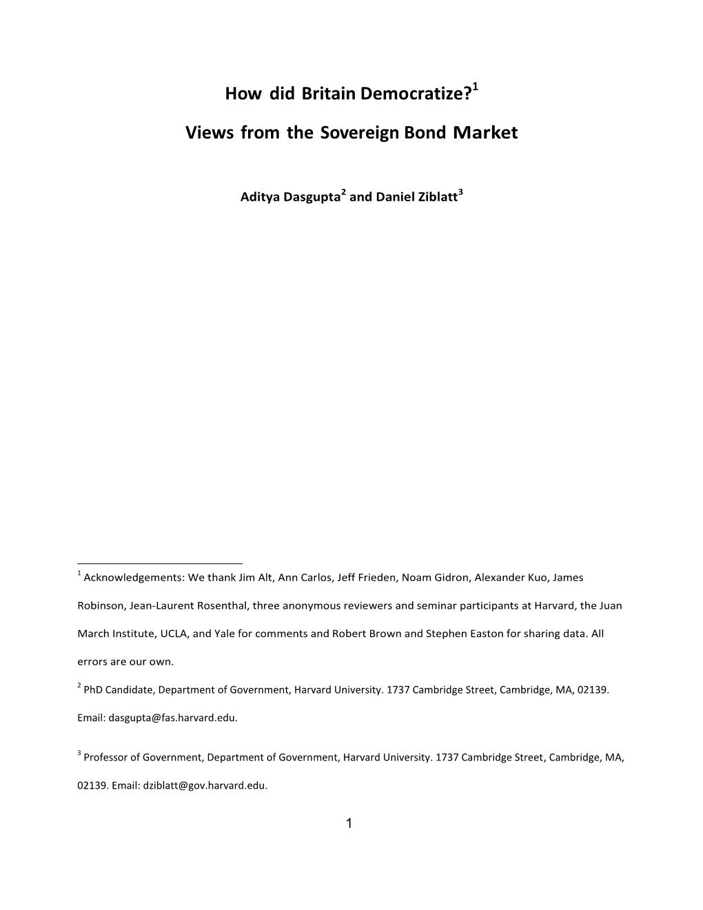 How Did Britain Democratize?1 Views from the Sovereign Bond Market