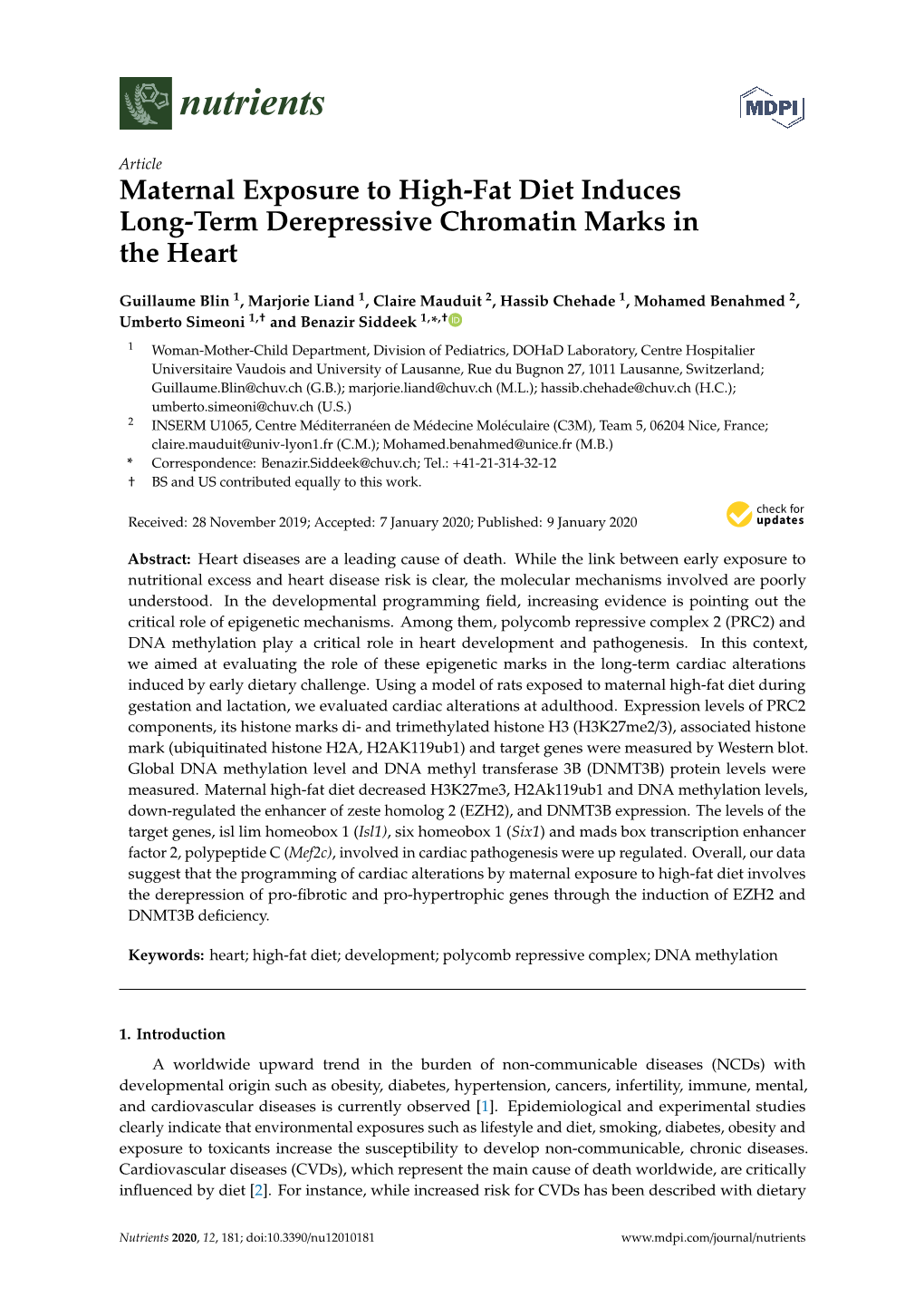 Maternal Exposure to High-Fat Diet Induces Long-Term Derepressive Chromatin Marks in the Heart