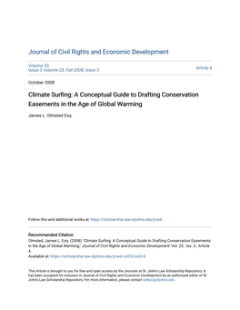 Climate Surfing: a Conceptual Guide to Drafting Conservation Easements in the Age of Global Warming