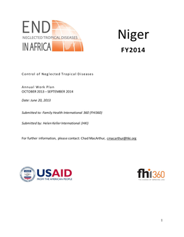 Niger Work Plan FY2014