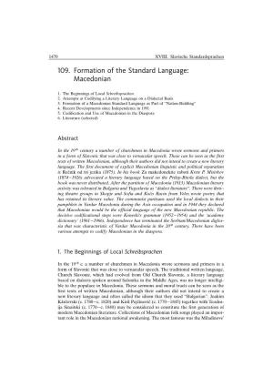 109. Formation of the Standard Language: Macedonian