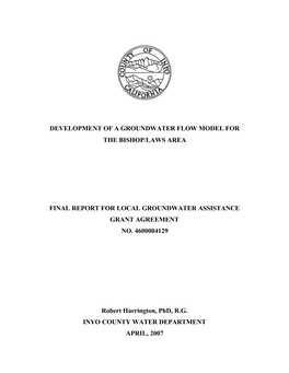 Development of a Groundwater Flow Model for the Bishop/Laws Area