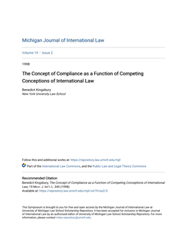 The Concept of Compliance As a Function of Competing Conceptions of International Law