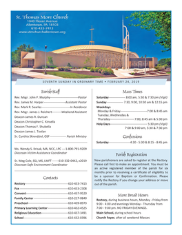 Parish Staff Contacts Mass Times Confessions Parish Registration