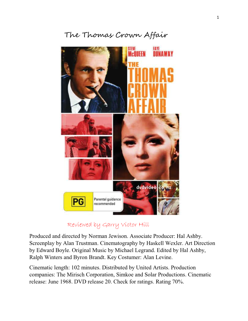 Jewison's the Thomas Crown Affair