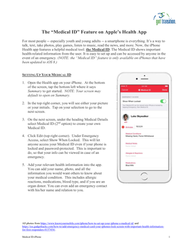 Setting up the "Medical ID" Feature on Apple's Health App and on Android Phones