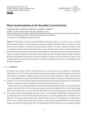 Phase Synchronisation in the Kuroshio Current System Ann Kristin Klose1, René M