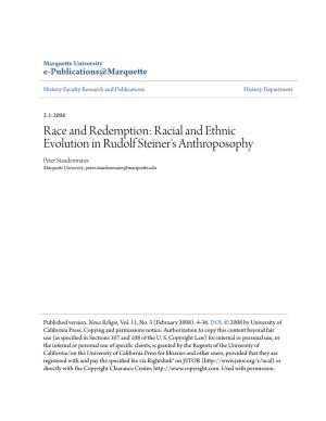 Racial and Ethnic Evolution in Rudolf Steiner's Anthroposophy Peter Staudenmaier Marquette University, Peter.Staudenmaier@Marquette.Edu