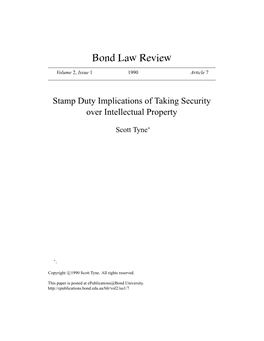 Stamp Duty Implications of Taking Security Over Intellectual Property