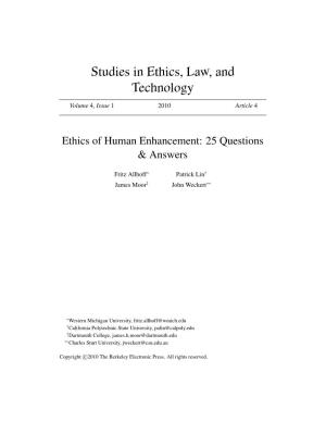Ethics of Human Enhancement: 25 Questions & Answers