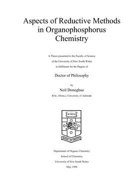 Aspects of Reductive Methods in Organophosphorus Chemistry