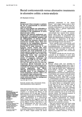 Rectal Corticosteroids Versus Alternative Treatments in Ulcerative Colitis: a Meta-Analysis Gut: First Published As 10.1136/Gut.40.6.775 on 1 June 1997