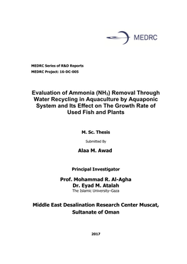 Evaluation of Ammonia (NH3) Removal Through Water Recycling in Aquaculture by Aquaponic System and Its Effect on the Growth Rate of Used Fish and Plants