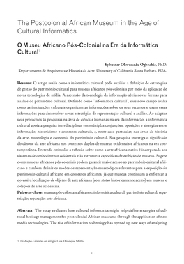 The Postcolonial African Museum in the Age of Cultural Informatics