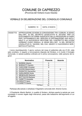 COMUNE DI CAPREZZO (Provincia Del Verbano Cusio Ossola)
