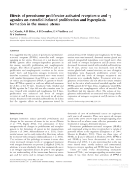 Γ Agonists on Estradiol-Induced Proliferation and Hyperplasia Fo