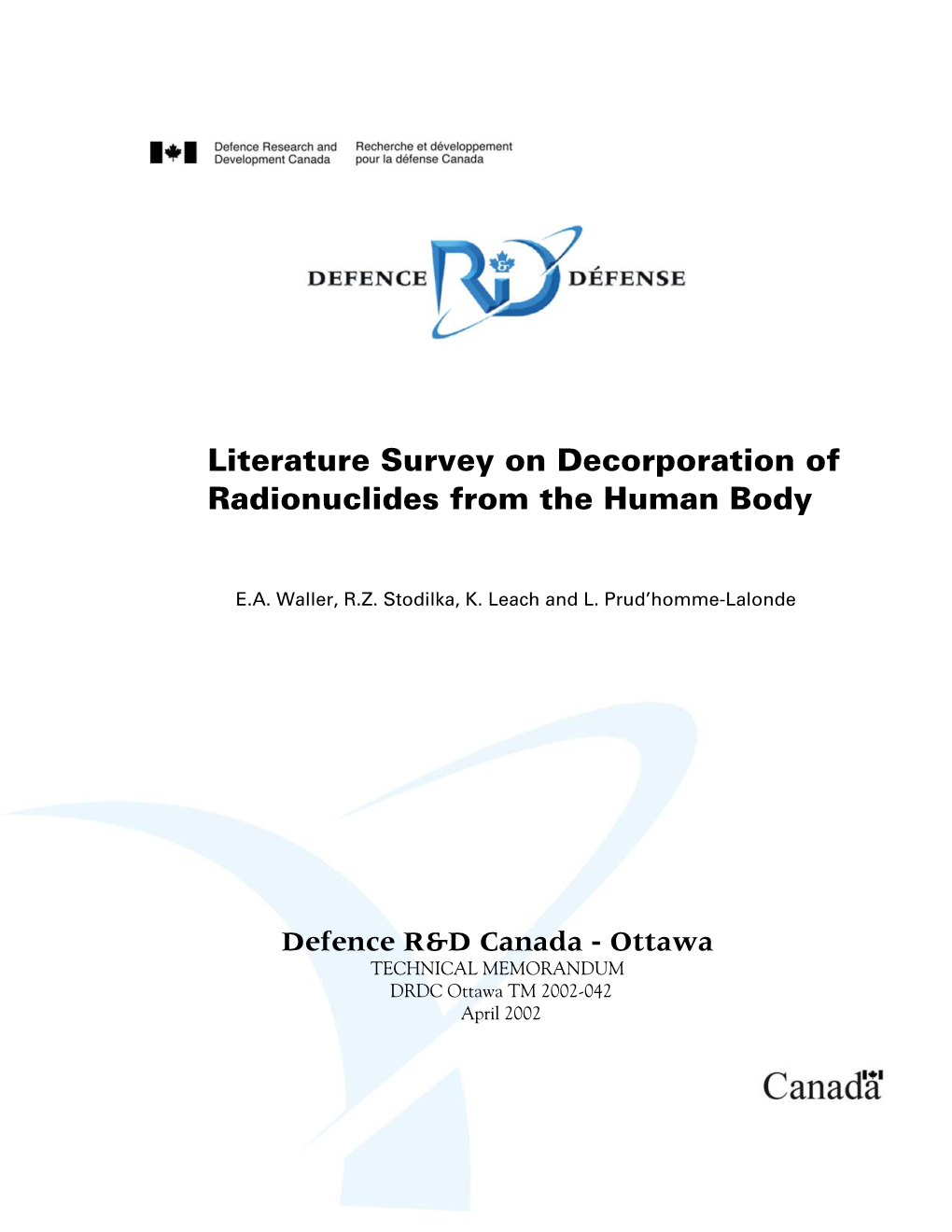 Literature Survey on Decorporation of Radionuclides from the Human Body